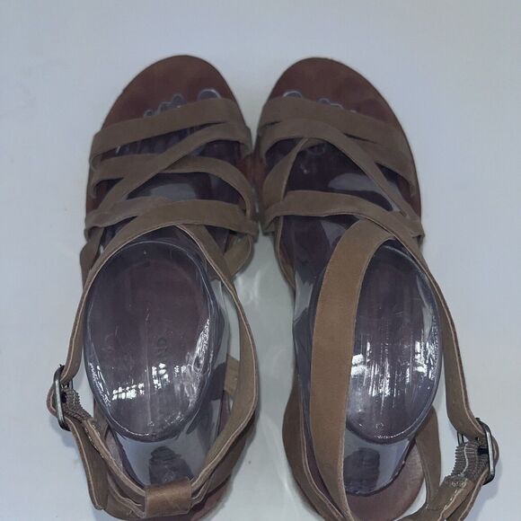 Lucky Brand Sandals Womens Sz 10 Brown Leather Platform Ankle Strap Espadrille - Picture 4 of 7